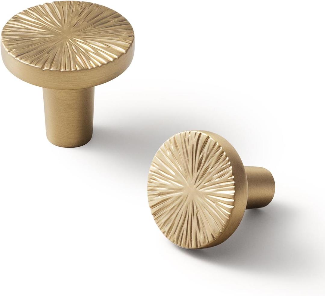 Goo-Ki 1.1''(28 mm) Dia Luxurious & Sturdy Zinc Alloy Cabinet Knobs,Champagne Bronze Drawer Pulls for Kitchen,Drawer,Cupboard & Wardrobe,6 Pack (1.1'' Dia Single Hole Center)