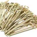 Nuogo 1000 Pcs Bamboo Cocktail Picks 4.13 Inch Bamboo Skewers Fruit Toothpicks for Appetizers Drink Garnish Sticks Handmade Food Pick with Looped Knot for Party Bar Snacks Sandwiches Drinks