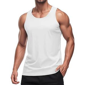 Men's UPF 50+ Tank Top Quick Dry Sleeveless Workout Muscle Shirt UV Protection Swimming Beach Summer T Shirts (L, White)