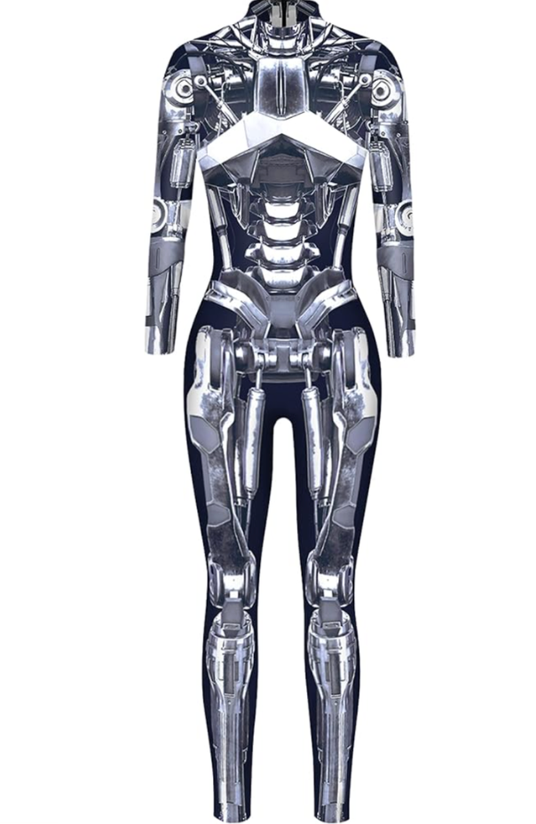 Halloween Bodysuit Adult 3D Skeleton Print Jumpsuit Costumes for Cosplay Party, L