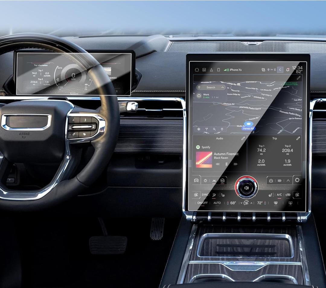 HD Tempered Glass for 2024-2026 GMC Sierra EV16.8" Navigation+11" Dash Screen protector for 2026 Sierra EV Elevation/AT4/AT4X/Denali Navigation Touch Accessories [No Glare & Fingerprint]