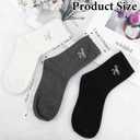 3 Pairs Charm Bow Sock Cute Crew Socks, Casual Dress Ruffle Aesthetic Fashion Women Socks Breathable Kawaii Princess Cotton Bowknot Calf Novelty Socks