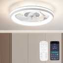 Ceiling Fans with Lights and Remote, Modern Low Profile Ceiling Fan with Light, Stepless Color Temperature Dimmable and 6 Speeds, Flush Mount Ceiling Fans for Bedroom, Kids Room and Kitchen