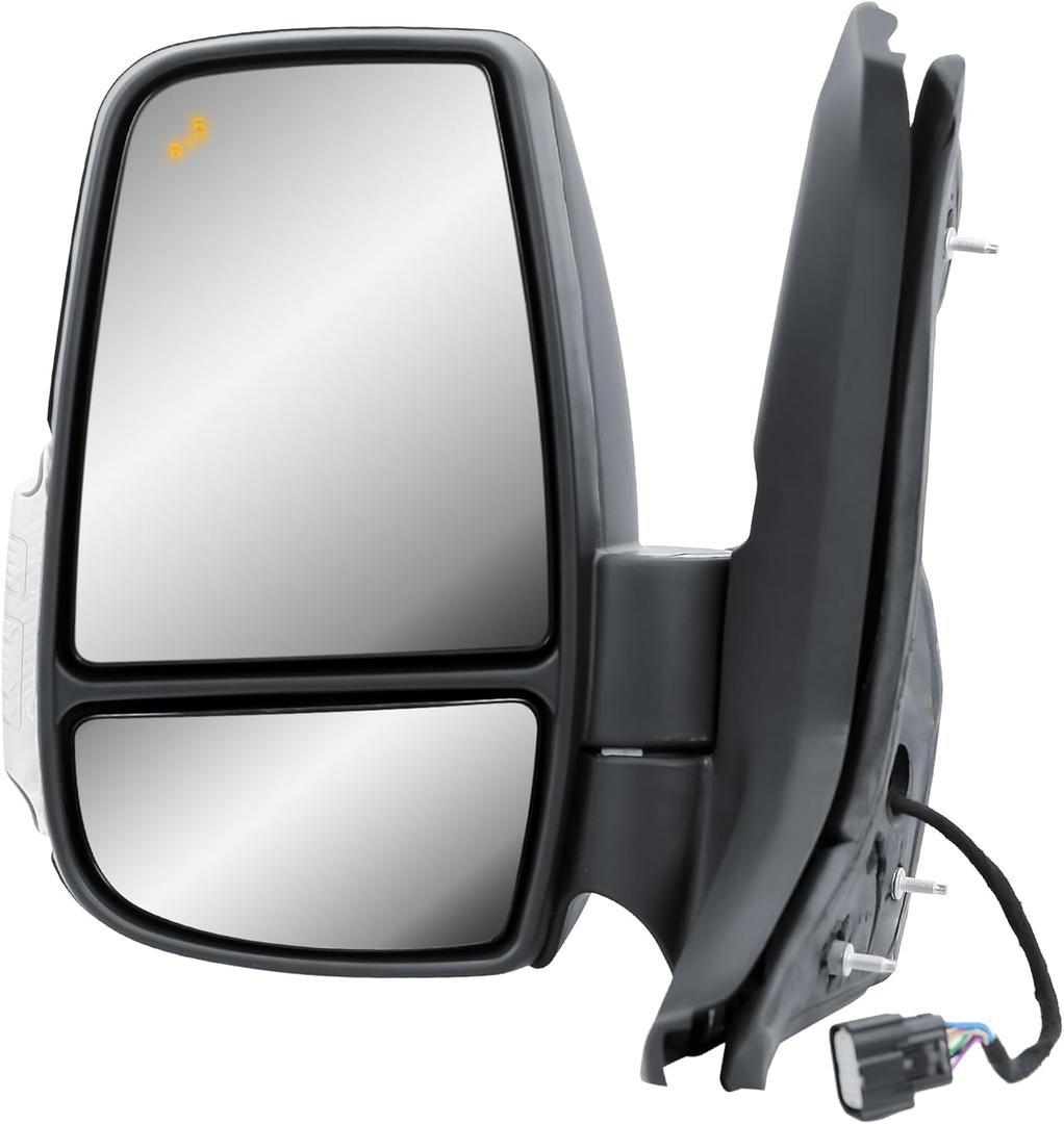 Replacement Driver Left Side Mirror Power Mirror and Heated with BLIS (Blind Spot Sensor) and Indicator Manual Folding Fit Ford Transit 150 250 350 from 2015 to Onward (BLIS Driver (LH) Side)