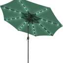 Blissun 9 ft Solar Umbrella, Patio Umbrella with 32 LED Lights, Outdoor Table Market Umbrella for Garden, Deck, Backyard (Seaglass)