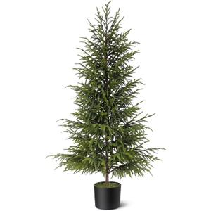 4ft Christmas Norfolk Pine Tree Artificial Christmas Tree Faux Potted Plants for Front Porch Christmas Indoor Outdoor Decor