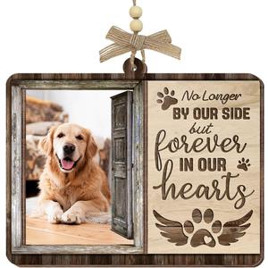 2 x Dog Photo Frame Memorial Ornaments, Personalized Ornaments for Pet Loss Sympathy Gift, Memorial Picture Frame Ornament for Hanging Decor, Loss of Dog Customized Gifts