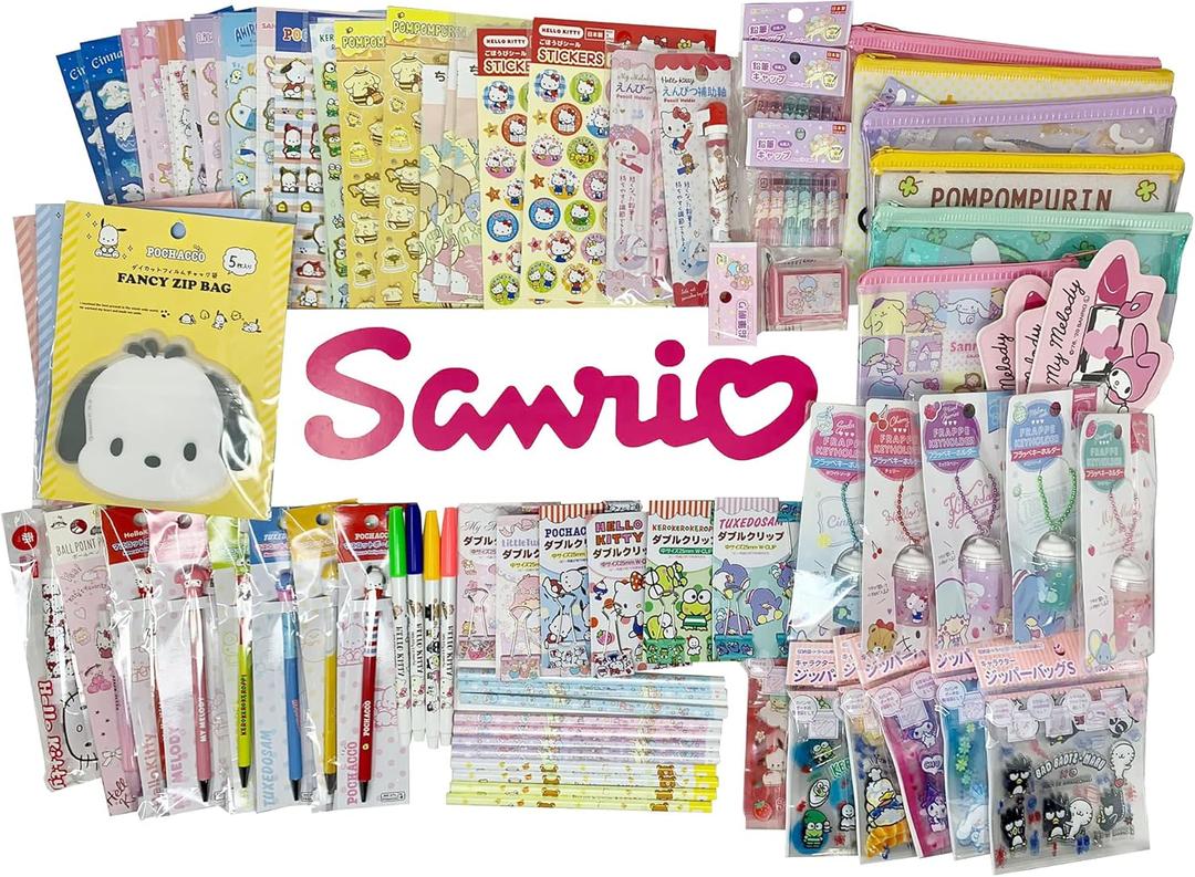 SANRIO Characters Wonderful 12-pc Stationery and Accessory Assorted Set Bundle Fusion Kawaii Exclusive Offer