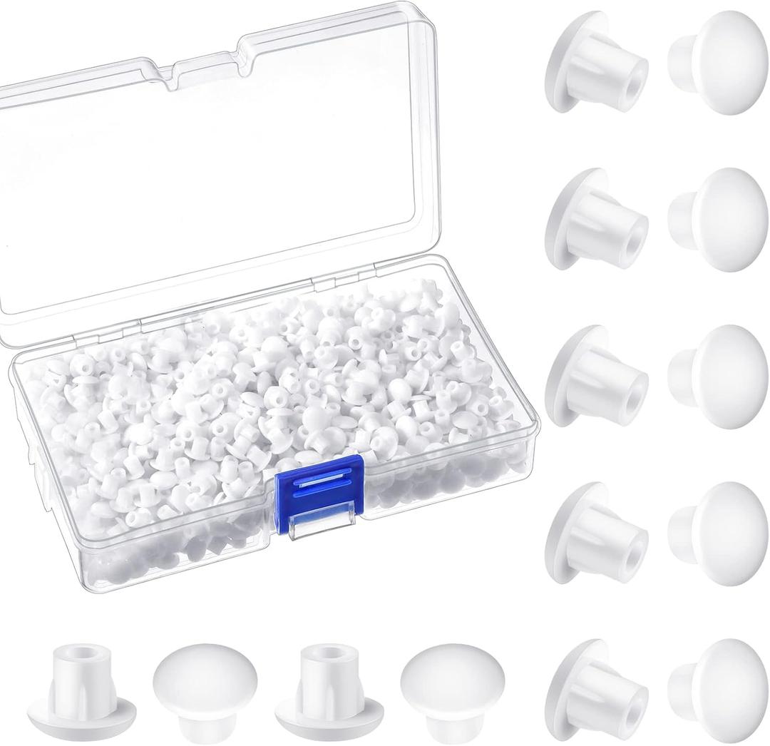 Jetec Plastic Hole Plugs for Round Holes 3/16 Inch White Shelf Cabinet Hole Covers Snap Fit Furniture Peg Covers White Plugs for Cupboard Bookcase Shelf Repair Inserts(2000 Pieces)