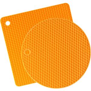 5 x 2 Pack Silicone Trivet Mat, Hot Pads Non-slip Insulation Mats for Home Kitchen (Orange)
