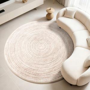 Asrug Imitation Jute Low Pile Round Rug Area Rug Washable Non-Slip Circle Rug Soft Plush Touch Circle Rugs Round for Kitchen Bathroom Living Bedroom Nursery, Carpet 6ft /72 inch/183 cm Khaki