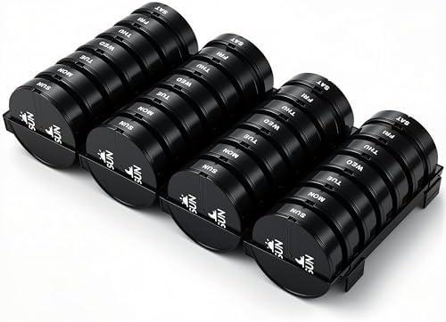 XL Monthly Pill Organizer 2 Times A Day, AM/PM One Month Pill Box 28 Day,Daily Pill Case Large 4 Week Big Compartments for Pills Vitamin Fish Oil Supplements (Black)