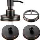 Mason Jar Bathroom Accessories Lids Set(4pcs) - Jars Not Included - Soap Dispenser, Apothecary Jars Lids for Regular Mouth Mason Jars, Wide Mouth Toothbrush Holder lid,-Stainless Steel,ORB (Oil Rubbed Bronze)