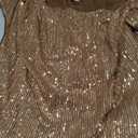 GRACE KARIN One Shoulder Sequin Sparkly Tops for Women Ruched Asymmetrical Glitter Tops Slimming Sparkle Party Shirts (Large, Brown)