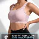 Yvette High Impact Sports Bra for Women, Adjustable Straps Soft Support (Pink, XXXL)