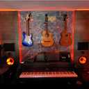 Wall Guitar Hanger 2 Pack Ajustable Guitar Holder Secure and Stylish for Acoustic Electric Bass Guitar Wall Mount Metal Holder(2 Pack-Red Bronze)