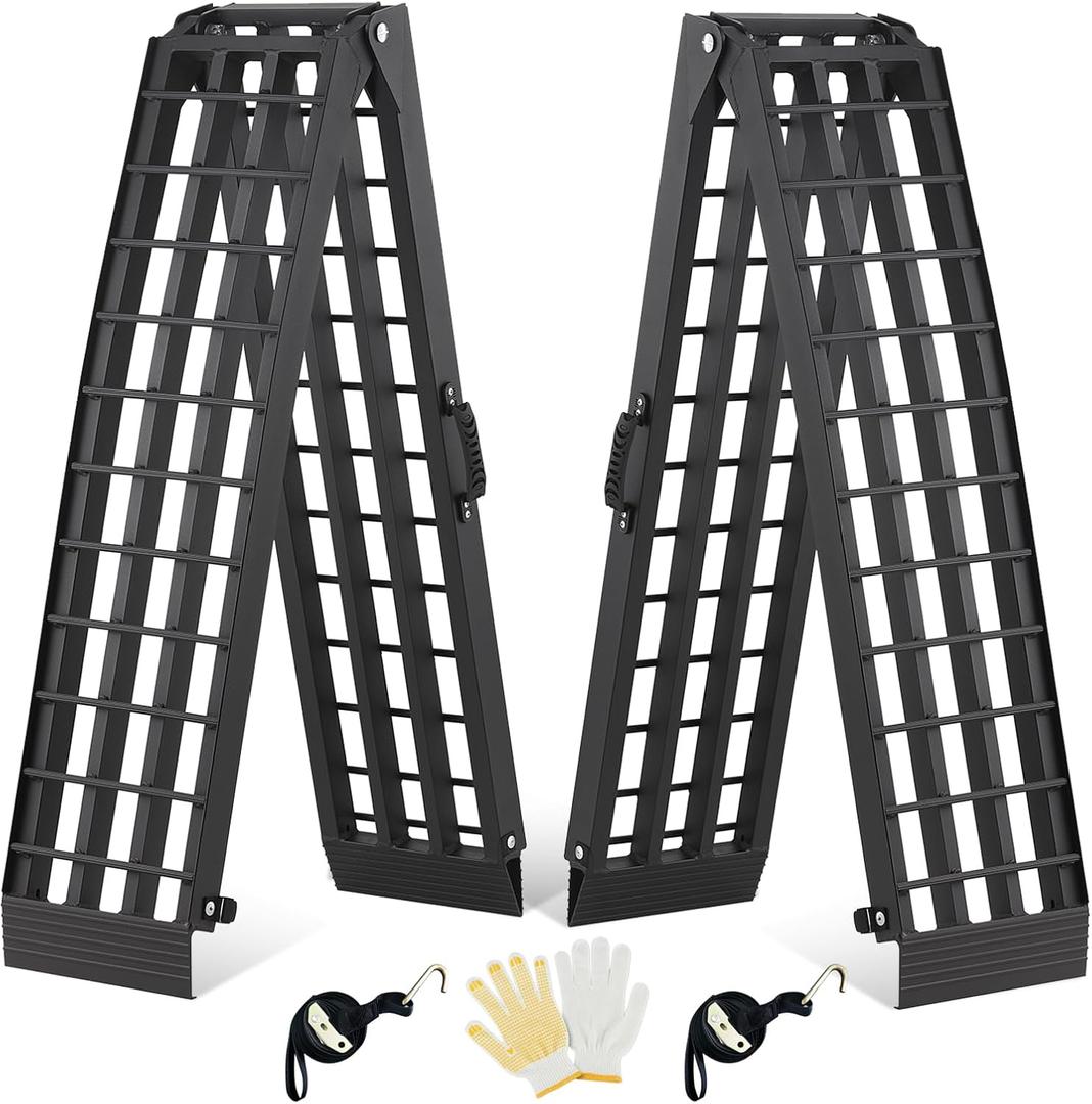 gardhom 2PCS 7.5' Heavy Duty Ramps 3000lbs Capacity Aluminum Folding Loading Ramps with Handle Truck Ramps for ATV UTV Pickup Motorcycle Dirt Bike Lawn Mower Snow Blower