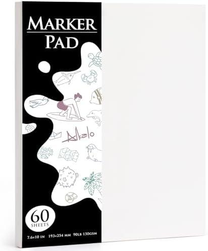 Sketchbook Marker Paper Pad, 90LB/150GSM Thick Sketch Book, 60 Sheets/120 Pages Glue-Bound, Sketch Book for Alcohol Markers, Acrylic Marker, Charcoal Pencil, Ink Pens, Colored Pencil, Oil Pastel,3 pcs