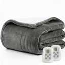 Heated Blanket Electric Blanket Queen Size 84"x90" Fast Heating Electric Blanket with Dual Control 10 Heat Levels & 10 Hours Auto-Off Overheat Protection Cozy Soft Flannel Heated Throw Blanket (Gray)