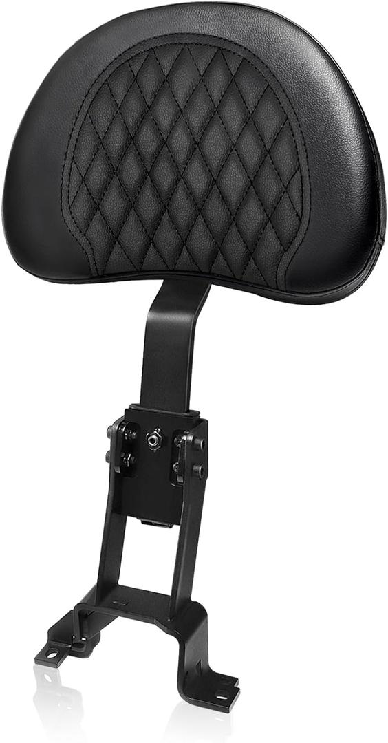 Plug-In Driver Rider Backrest for Indian Adjustable Motorcycle Front Back Rest Pad Mounting Kit Fit Chief Chieftain Roadmaster Springfield 2014-2025 (Not for Indian Chieftain PowerPlus) (Black-Diamond)