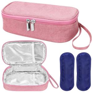 Breastmilk Cooler Bag with Ice Pack, Portable Insulated Breast Milk Storage Cooler Bag, Small Stylish Breastmilk Storage Bag Cooler with Wrist Strap (Pink)