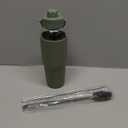 PROBTTL 40 oz Glass Tumbler with Handle - Sports Clear Borosilicate Glass Water Bottle with Straw, Silicone Sleeve, 2 Lids - Handle Spout & Bamboo Straw Lid, Fits Car Cup Holder, Leakproof (Olive)