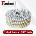 Findmall 3600 Count Siding Nails 1-3/4 Inch by .092 Inch 15 Degree Ring Shank Hot-Dipped Galvanized Collated Wire Coil