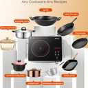 1800W Portable Electric Stove, 110v Electric Burner with Carry Handle Hot Plate, Ceramic Infrared Single Burner Cooktop, Touch & Knob Control Timer, Safety Lock (Black)