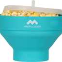 The Original Mindful Design Collapsible Microwave Popcorn Popper - Silicone Bowl, BPA-Free & Dishwasher Safe (Cyan)