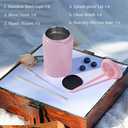 Glass Cups with Lids and Straws, 16oz Stainless Steels Cups,Reusable Insulated Tumblers for Iced Coffee, Smoothies, Cocktails,Beer, Pink (Smooth Polished Finish, Sublimatable)