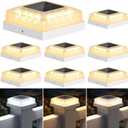 Brightever 4x4 Solar Post Cap Light 8-Pack, Fence Post Solar Lights with 3 Lighting Modes, Fits 4x4 3.5x3.5 Vinyl/Wood Posts, White Solar Powered Waterproof Deck Post Lights for Garden Patio Porch