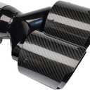 Dual Carbon Fiber Exhaust Tip 3" Inlet to Dual 4" Outlet Tailpipe tip Universal for Vehicles (Glossy Black)