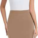 Women's Classic Fit Straight Pencil Skirt Stretch High Waist Knee OL Skirt (Khaki)