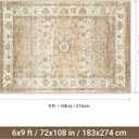 befbee 6x9 Area Rugs for Living Room - Stain Resistant Machine Washable Rugs for Bedroom,Non-Slip Backing Large Area Rug (Apricot/Blue, 6'x9')