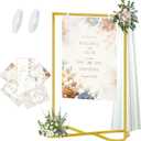 Wedding Welcome Sign Stand, Adjustable Welcome to Our Wedding Poster Holder with Hanging Straps, Sign Rack, Heavy Duty Easel Stand for Sign, Wedding Seating Chart Stand, Easel for Display, Gold