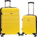 Rockland Melbourne Hardside Expandable Spinner Wheel Luggage, Yellow, 2 Piece (20"/28")