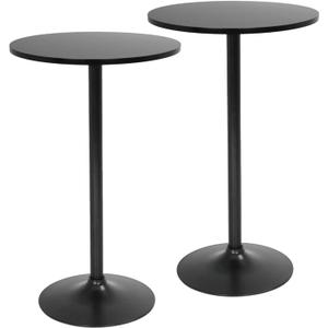 FDW Bistro Pub Table 2 Pack 40 Inch Height Cocktail Table Round Bistro Bar Table for Home and Kitchen Dining (Black)