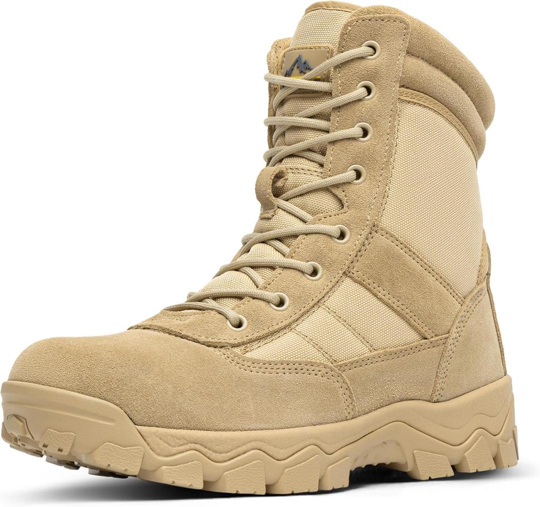 NORTIV 8 Men's Tactical Military Work Boots Side Zipper Outdoor Motorcycle Combat Boots 8 Inches 2.0 Trooper-pro, Size 10