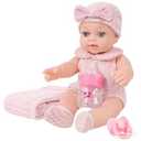 DOTVOSY 12 inch Realistic Adoption Girl Baby Doll Playset with Knit Clothes and Accessories Includes Pacifier,Blanket,Feeding Bottle and Other Stuff