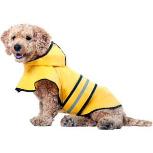 SPOT Rainy Days Slicker - Yellow Dog Rain Jacket With Hood, Reflective Strip for Safety, Leash Hole & Adjustable Velcro Belly Strap, 100% Polyester Water Resistant Pet Raincoat - Small, 9in Long