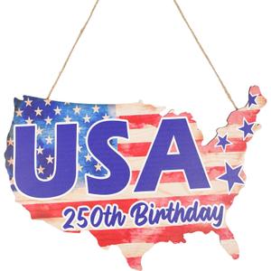 4th of july Door Decorations - Patriotic Door Sign Map Welcome Fourth of July Red White and Blue Wall Wreath Sign Hanging for Home Wall Outdoor Indoor Supply Decor Gifts 13.8×11.8 Inch