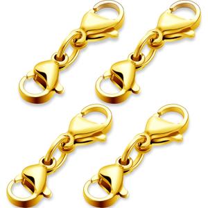 MTLEE Double Lobster Clasp Extender Double Claw Connector Bracelet Extension Clasp Small Bracelet Necklace Shortener for DIY Jewelry Making(0.98 Inch,Gold)