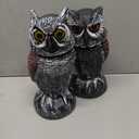 Hedoc 2 Pack Fake Owl Decoys to Scare Birds Away, Rotating Head Bird Deterrents, Nature Enemy Scarecrow Plastic Statues, Pest Repellent for Gardens and Patios (10+11 Inch)