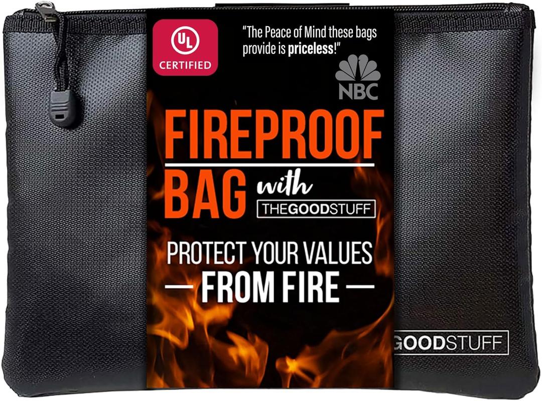 Fireproof Money Bag for Cash (10" x 13")  Waterproof Document Holder with Zipper, Protects Important Papers, Passports & Valuables from Fire & Water  Secure Storage for Home, Office & Travel