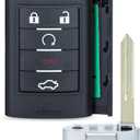 Keyecu Replacement Smart Remote Key Fob 5 Button for Cadillac STS CTS 2008-2013