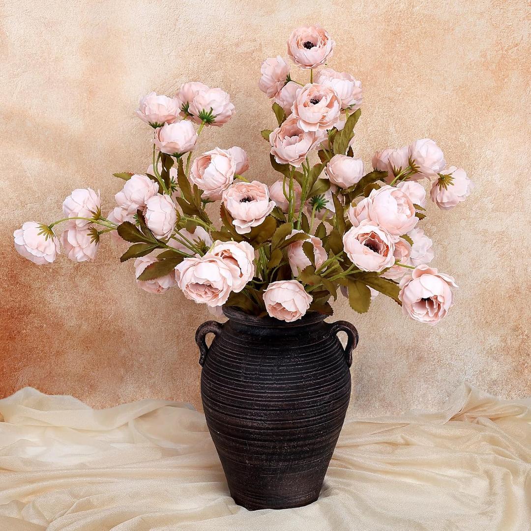 8 Pcs Faux Silk Peony - Artificial Peonies Stems Fake Silk Peony Branches Real Look for Vase DIY Flower Arrangements Home Living Room Kitchen Office Wedding Table Decor - Blush Pink