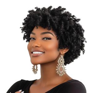 Loc Wigs for Black Women Dreadlock Fake Dreads Faux Locs Wig Dreadlocks Afro Headband Short Braided Wig Short Curly Braided Afro Twist Wigs for Black Women Braided Bob (Natural Black)