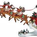 Kurt Adler Musical Santa with 8 Reindeer 2-Piece Set, 24-Inch
