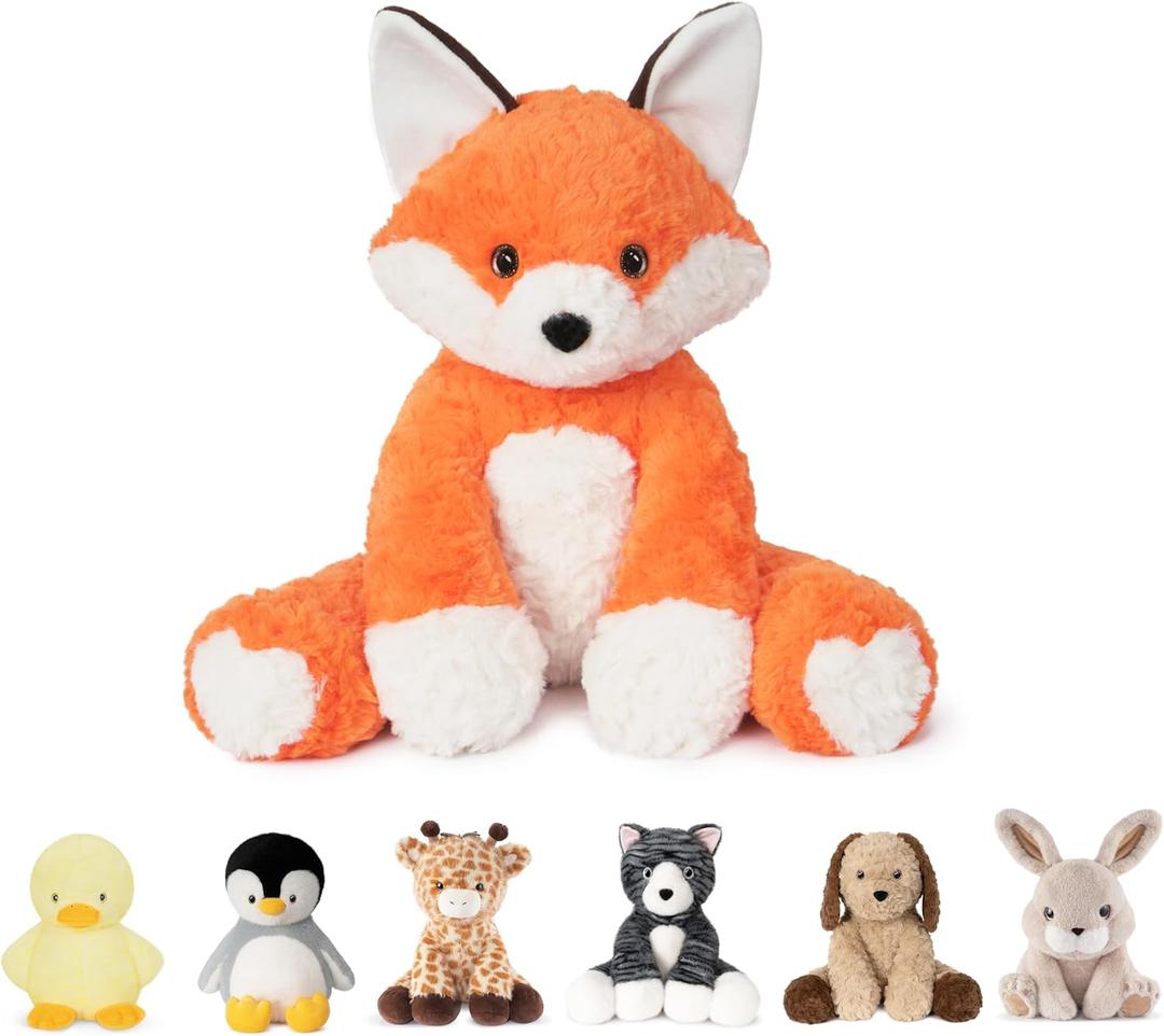 Niuniu Daddy 14" | 3.5 Pound Weighted Fox Plush Stuffed Animal, Heavy Stuffed Red Fox Plush Toys for Kids Adults, Weighted Beads for Stuffed Animals Body Pillow for Birthday Christmas Holiday