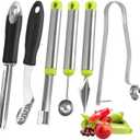 Openfly Vegetable Corer Tool, 6 Pcs Stainless Steel Fruit and Vegetable Corer Tools for Home Kitchen Cherry Pear Jujube Zucchini Chili